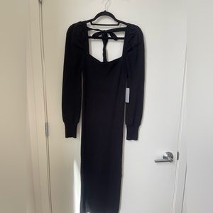 Charles Henry - Square Neck Tie Back Puff Long Sleeve Sweater Dress | Size M